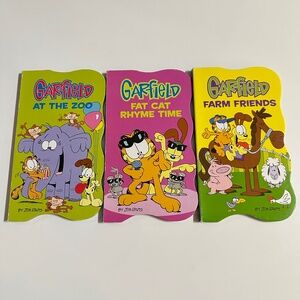 Vintage Garfield Board Books Lot of 3 Farm Friends At the Zoo Fat Cat Rhyme Time